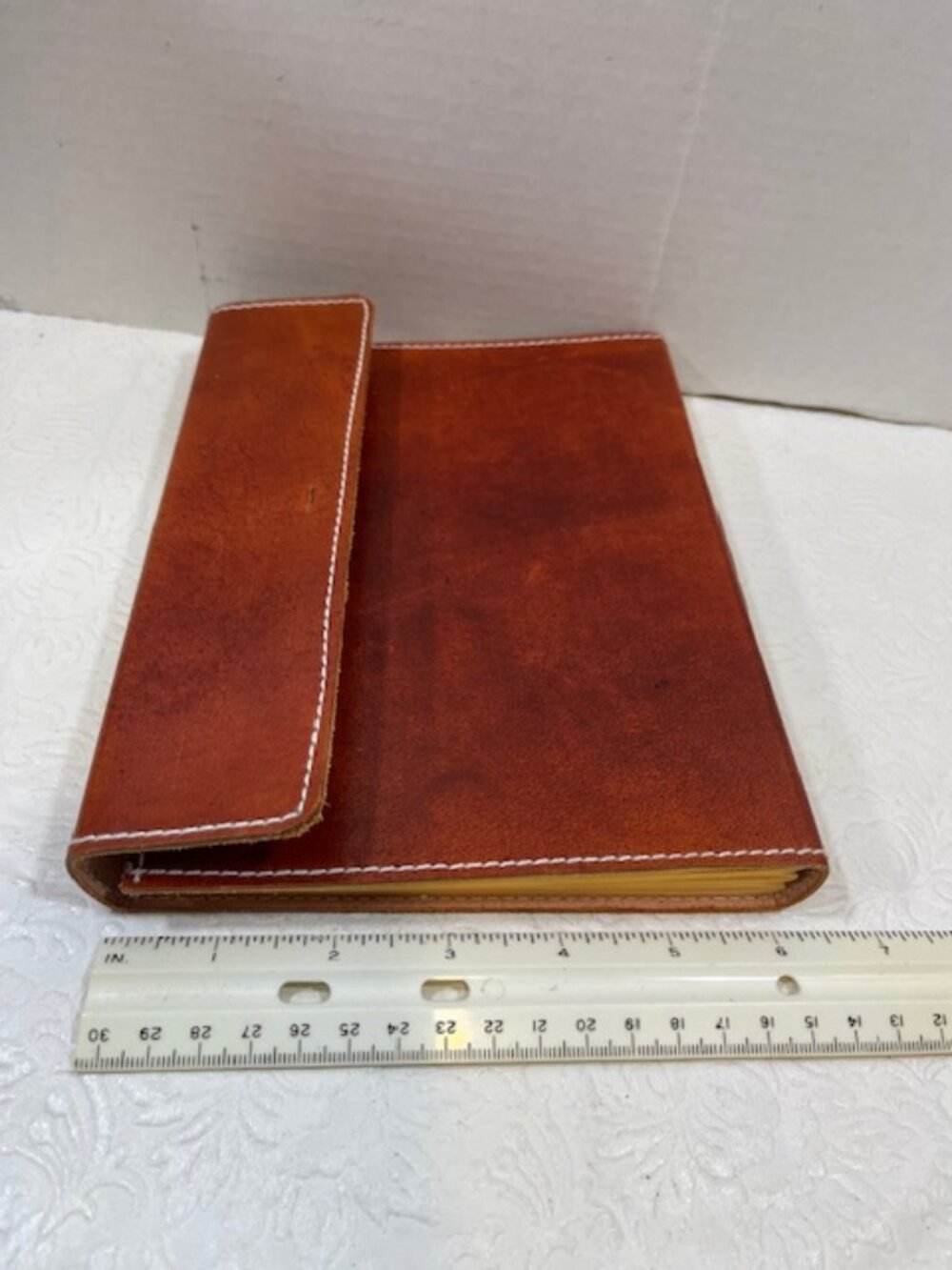 VTG Leather Bound Folio Paper Writing Notebook Journal Case Flap Closure 6"x8"